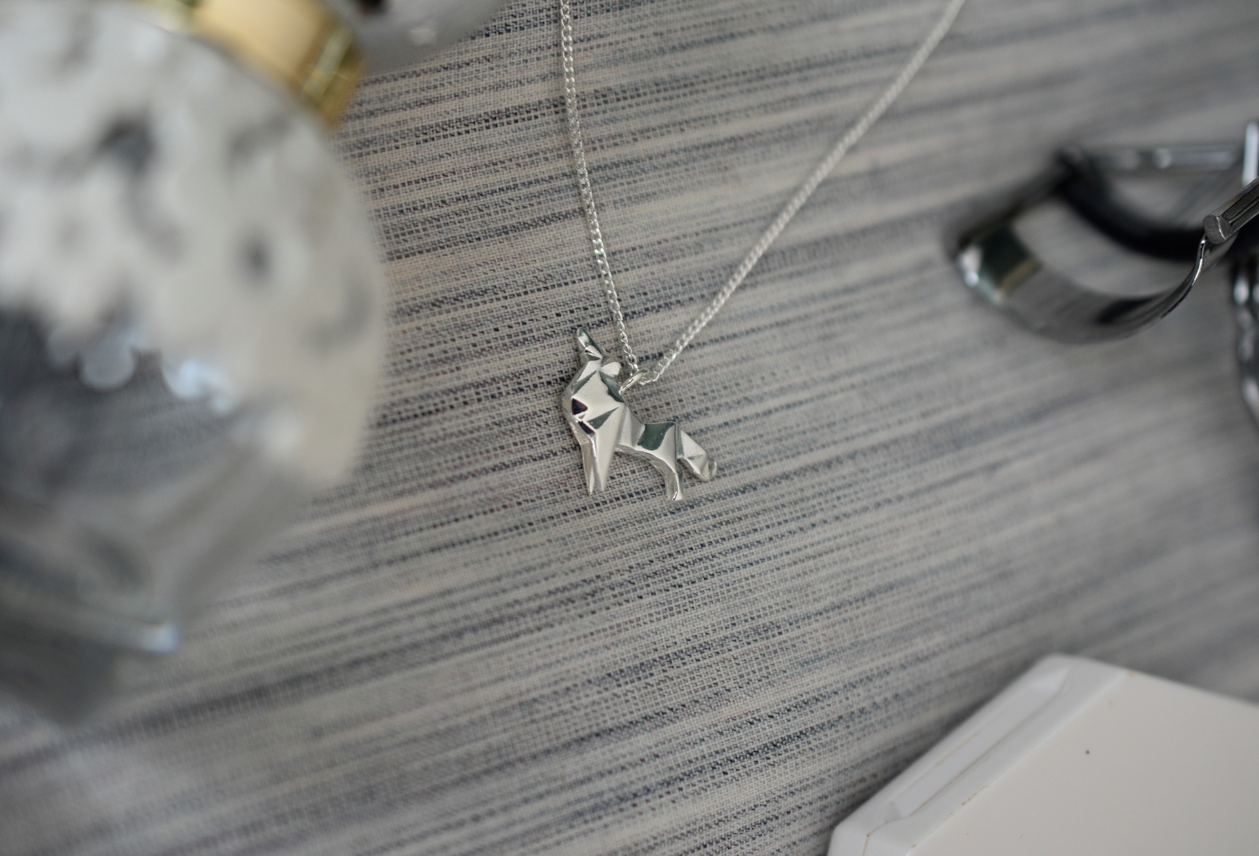 Dije Lobo Origami de Plata .925