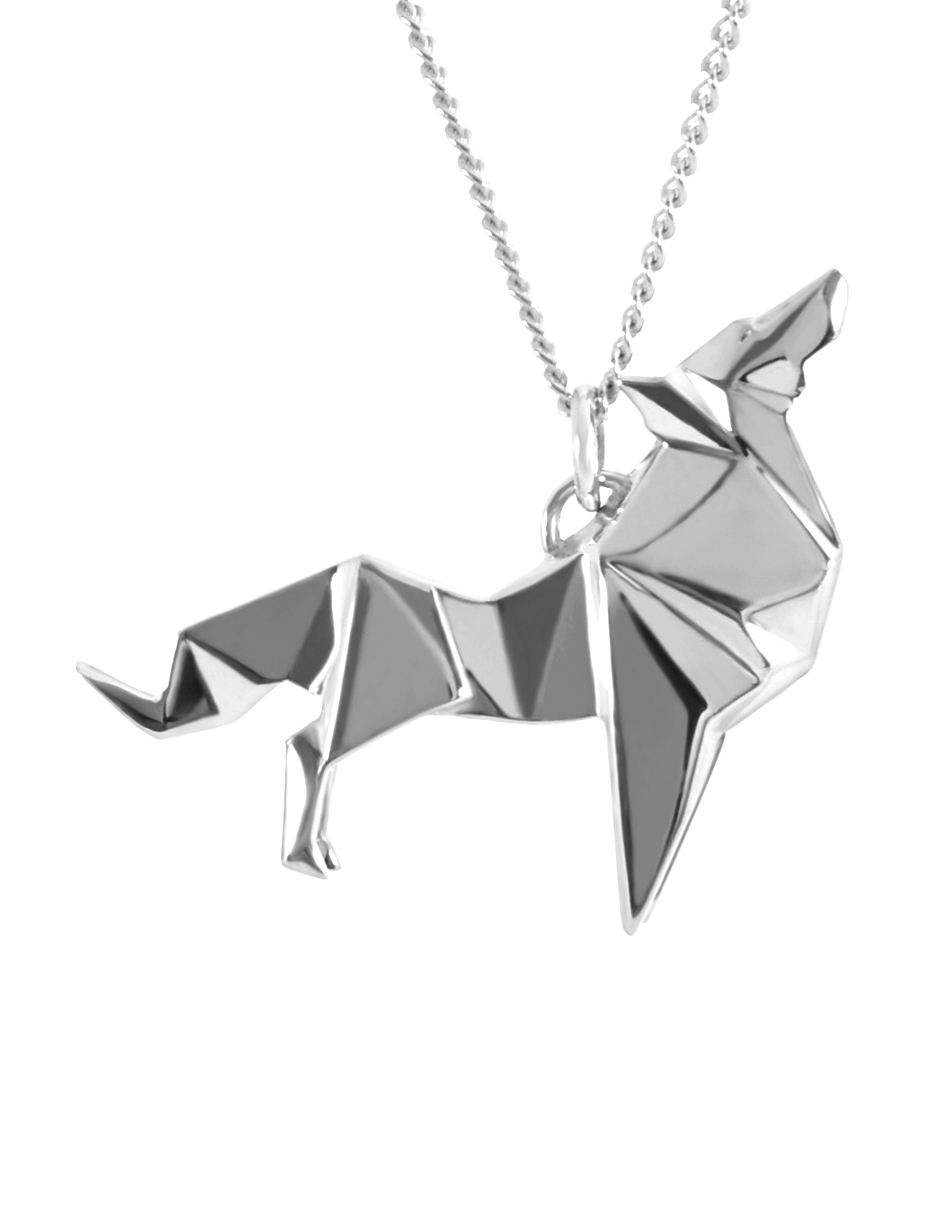 Dije Lobo Origami de Plata .925