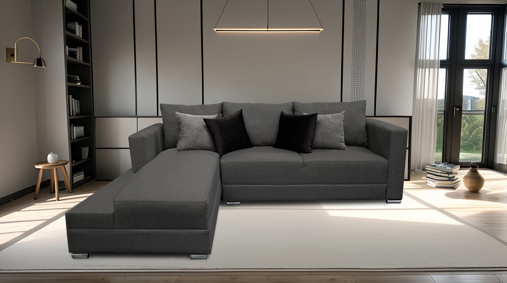 Sala esquinera Aston 260x200 cm, Gris Oxford, El Bazar Store