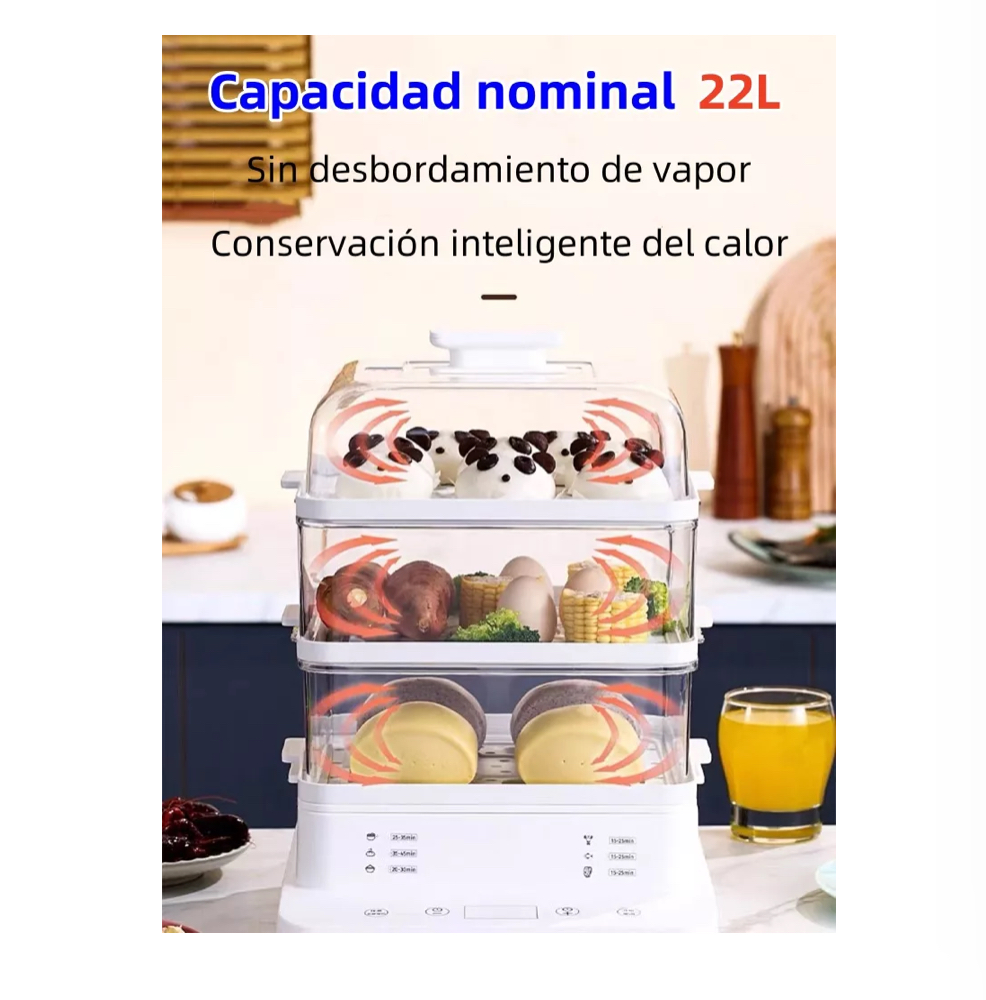 Vaporera Eléctrica De 3 Capas Olla De Vapor 110v
