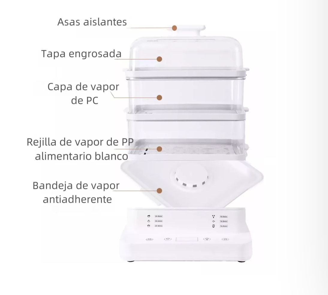 Vaporera Eléctrica De 3 Capas Olla De Vapor 110v