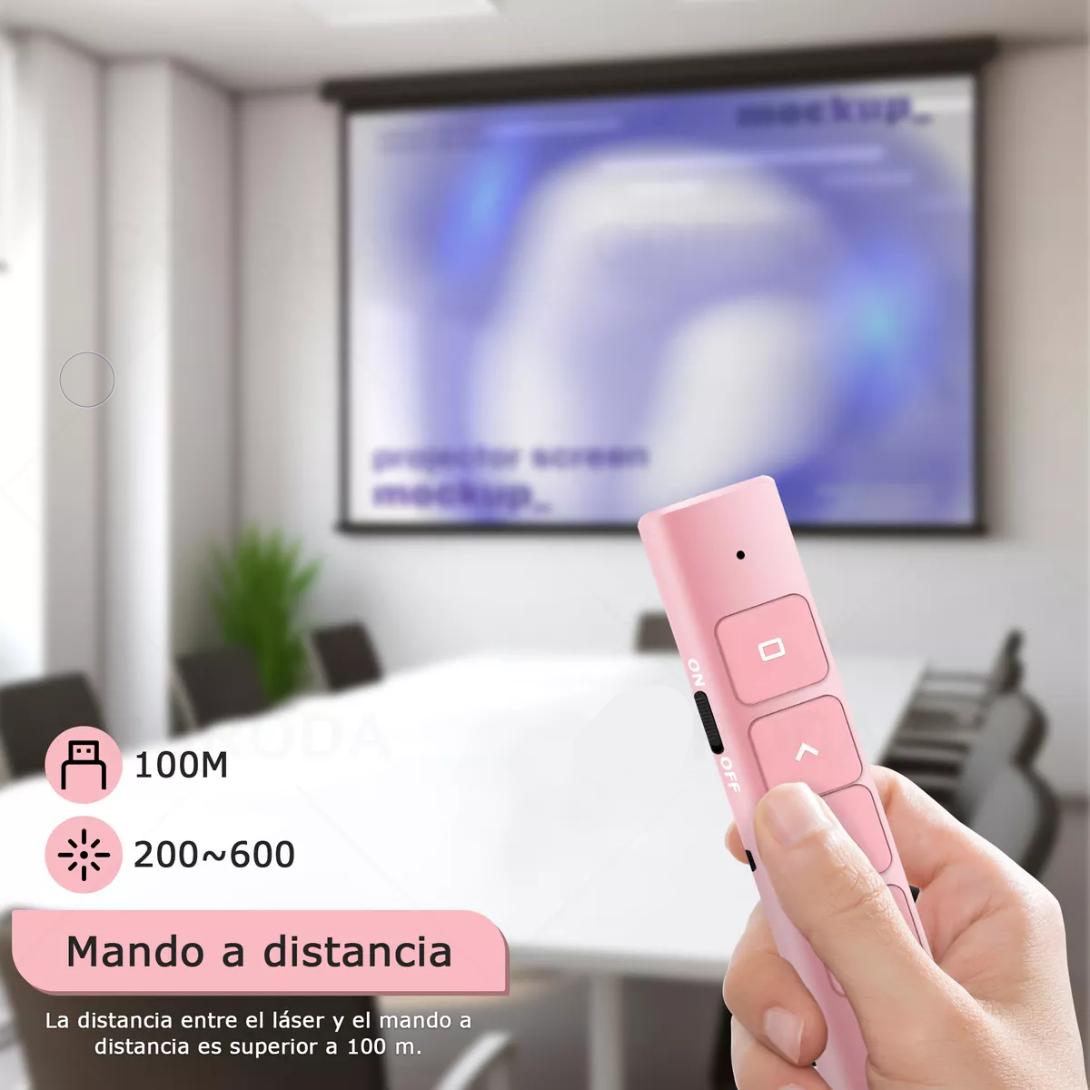 Apuntador Presentador Láser Inalámbric Remoto Usb Recargable Rosa