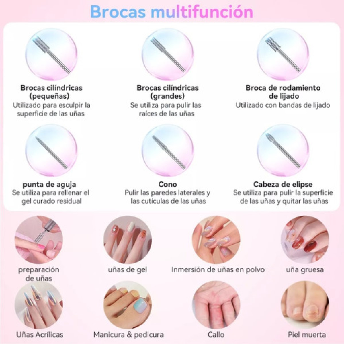 Pulidor De Uñas Esmeril Portátil Drill Profesional 35000 Rpm NEGRO COLORES