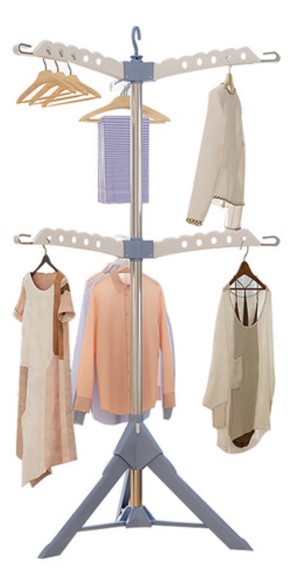 Tendederos De Ropa Trípode Portátil Plegable Y Retráctil De 2 Niveles blanco con azul 