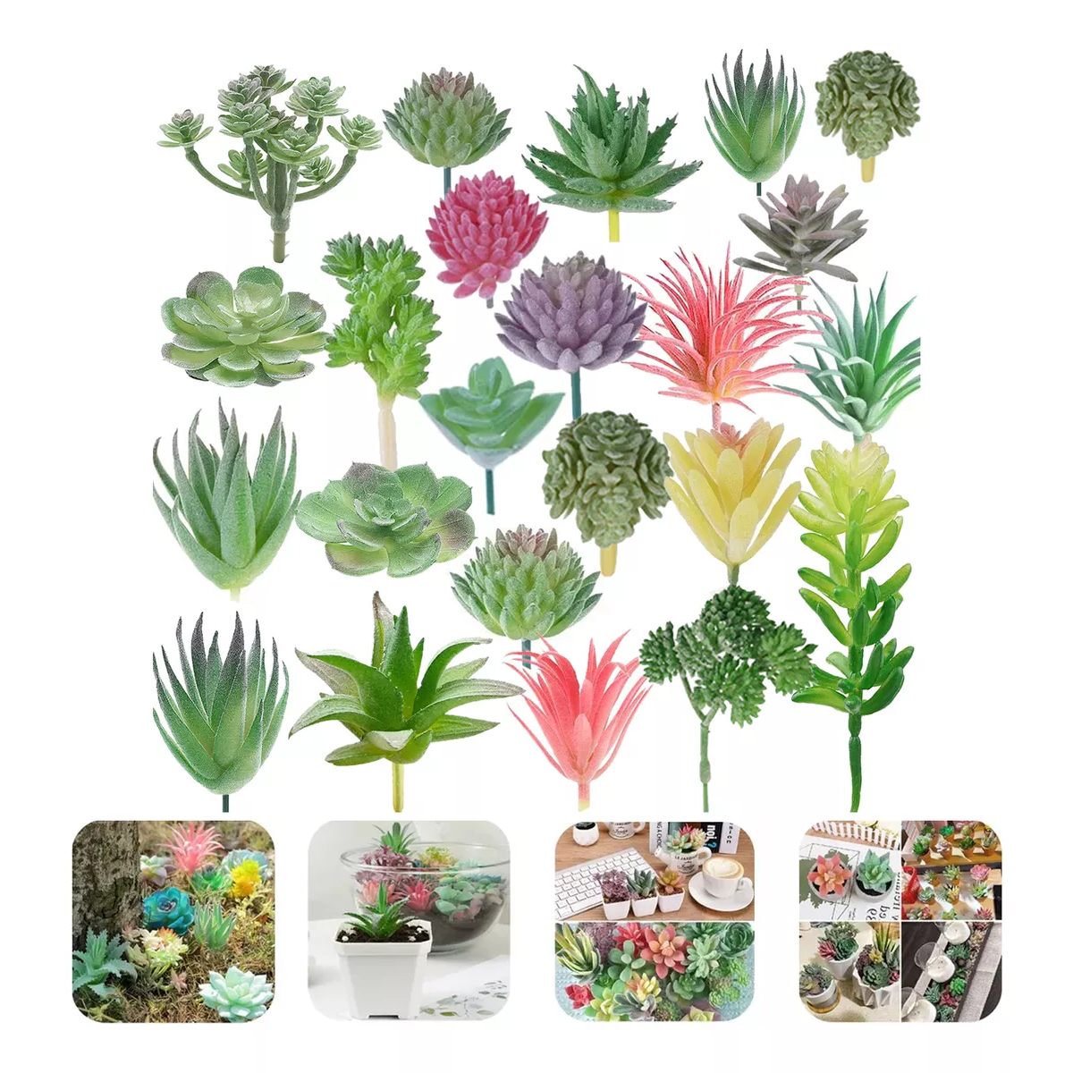 Plantas Artificiales Flores Suculentas 21 Pcs Decoración