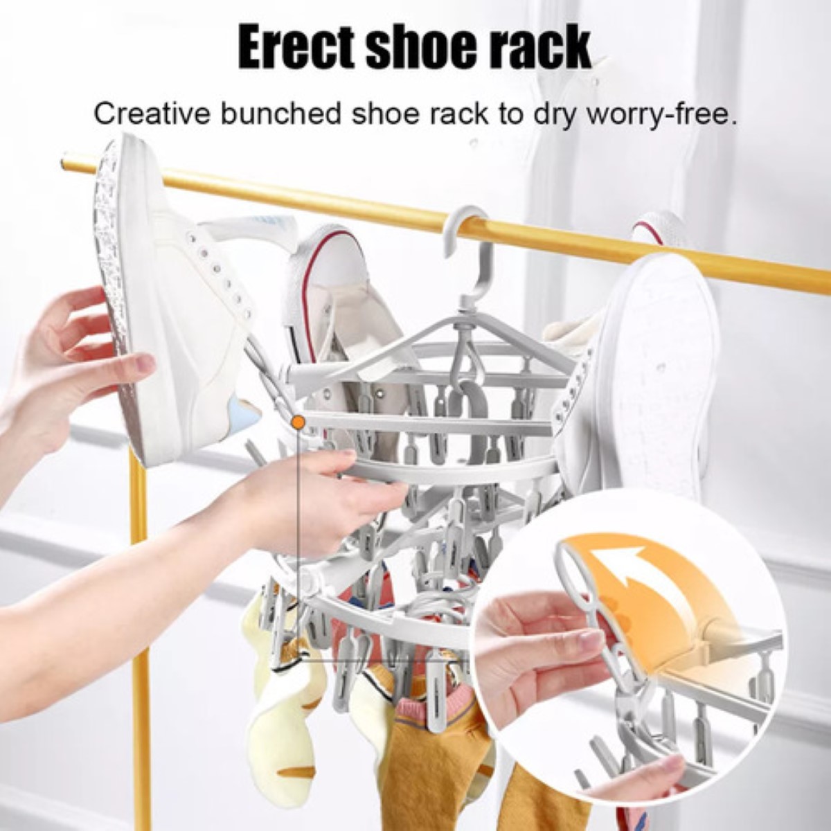 Percha Plegable Giratoria Para Secar Ropa Con 24 Pinzas gris