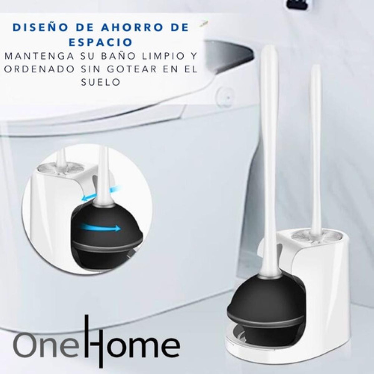 Combo Destapador Y Cepillo De Limpieza Inodoro Baño BLANCO
