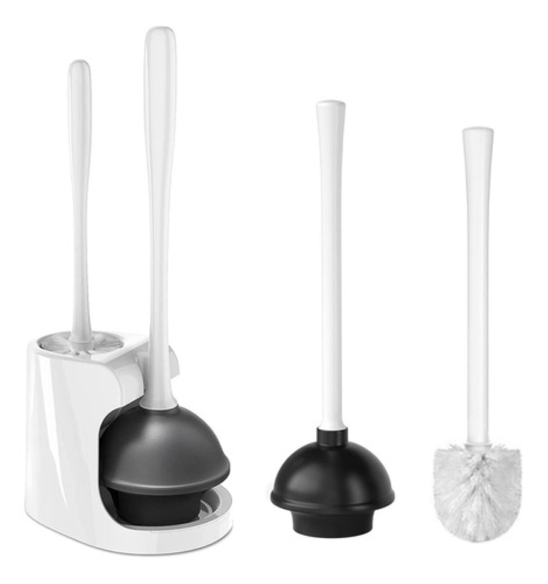 Combo Destapador Y Cepillo De Limpieza Inodoro Baño BLANCO