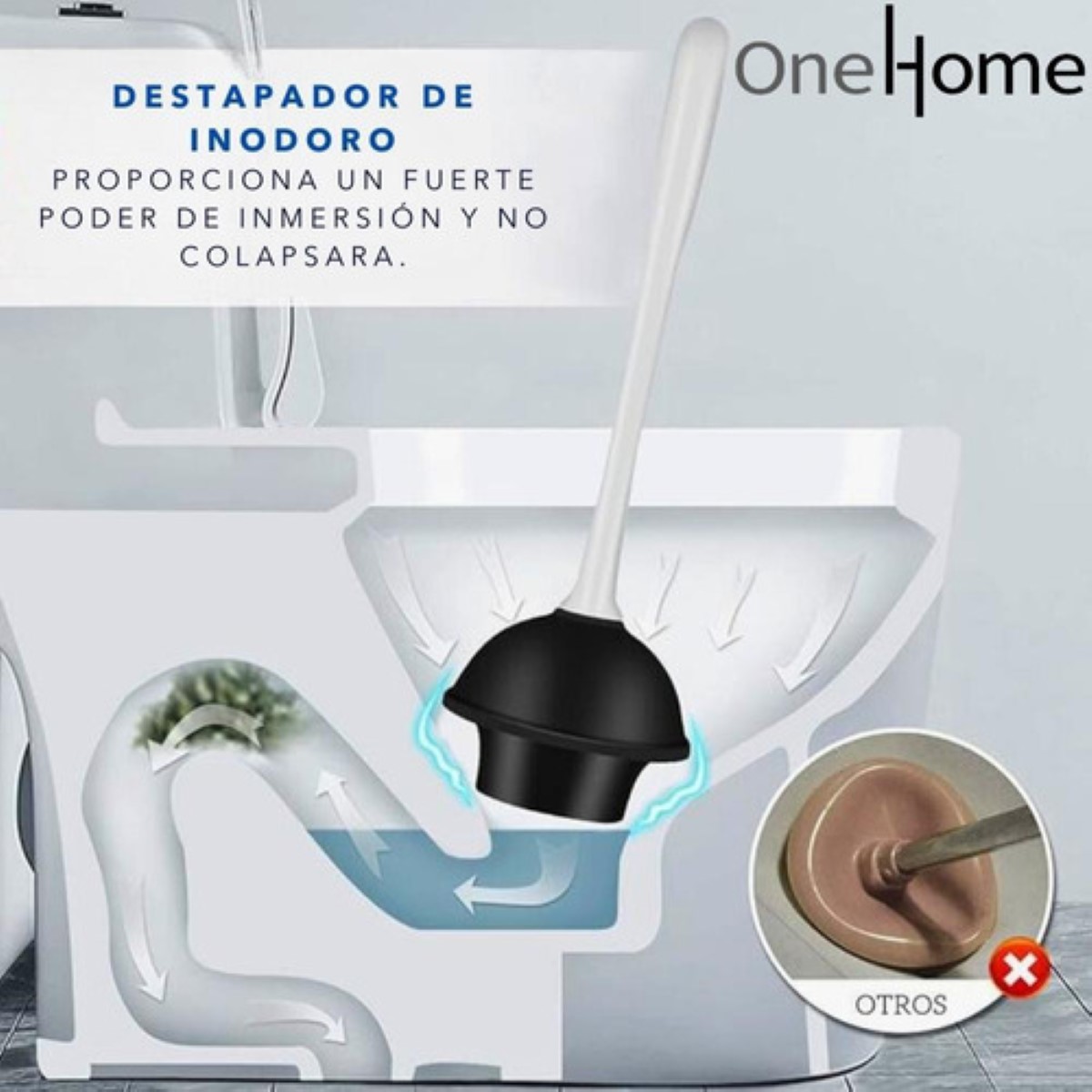 Combo Destapador Y Cepillo De Limpieza Inodoro Baño BLANCO