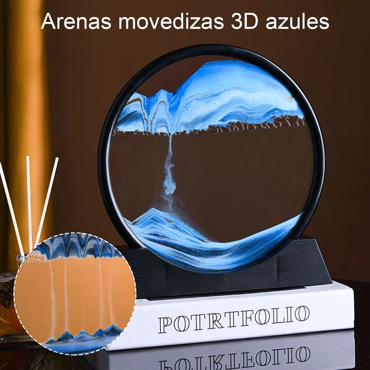 3d Decoración De Escritorio De Pintura De Arenas Movedizas Azul