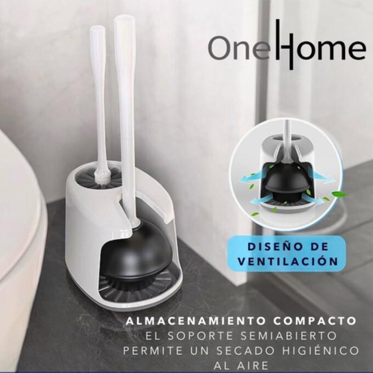Combo Destapador Y Cepillo De Limpieza Inodoro Baño BLANCO