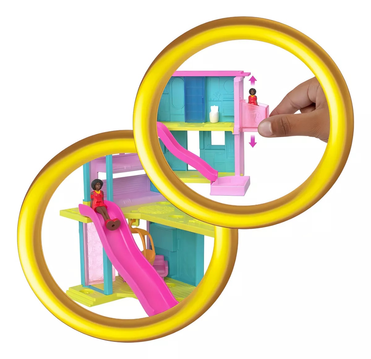 Barbie Mini Barbieland Casa De Muñecas Azul Y Amarilla Color Rosa Chicle