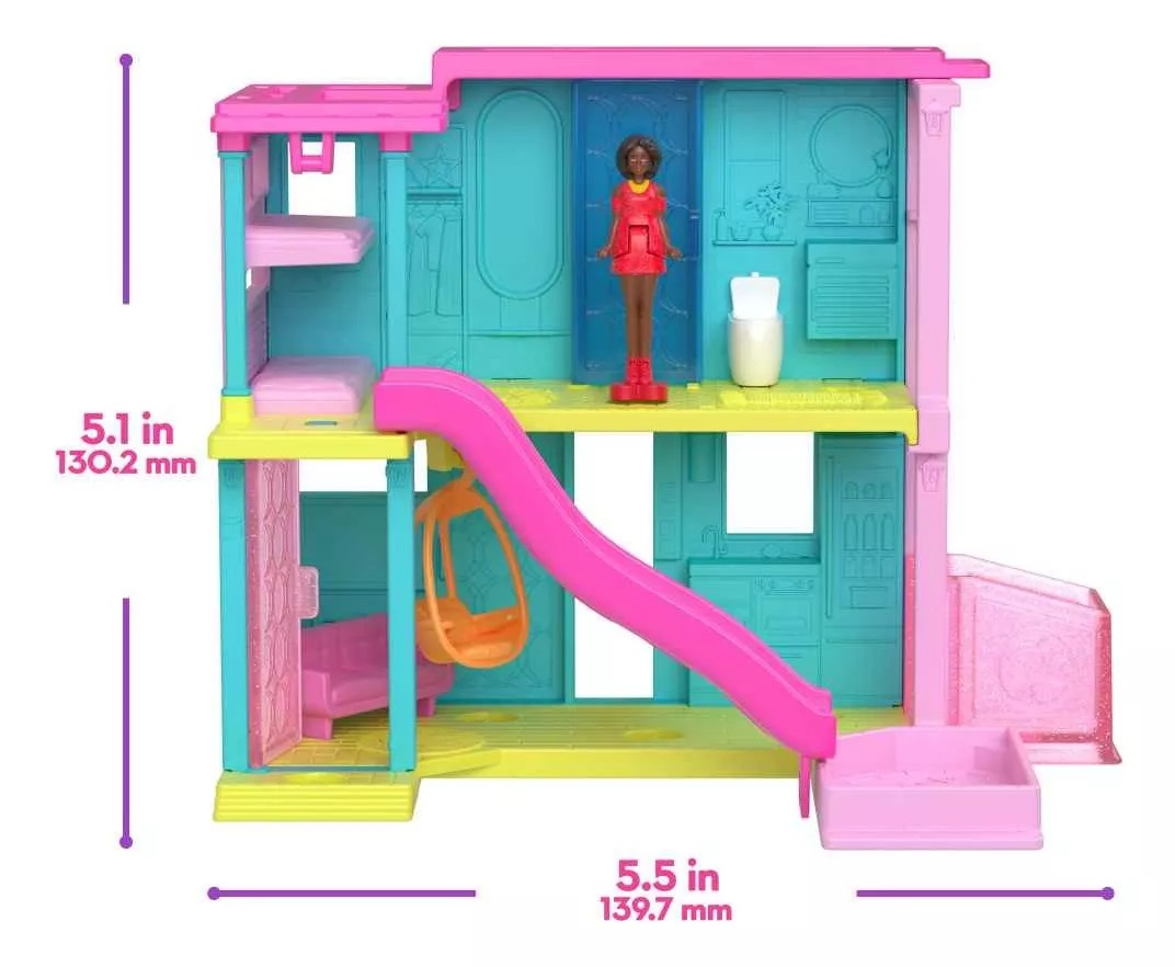Barbie Mini Barbieland Casa De Muñecas Azul Y Amarilla Color Rosa Chicle