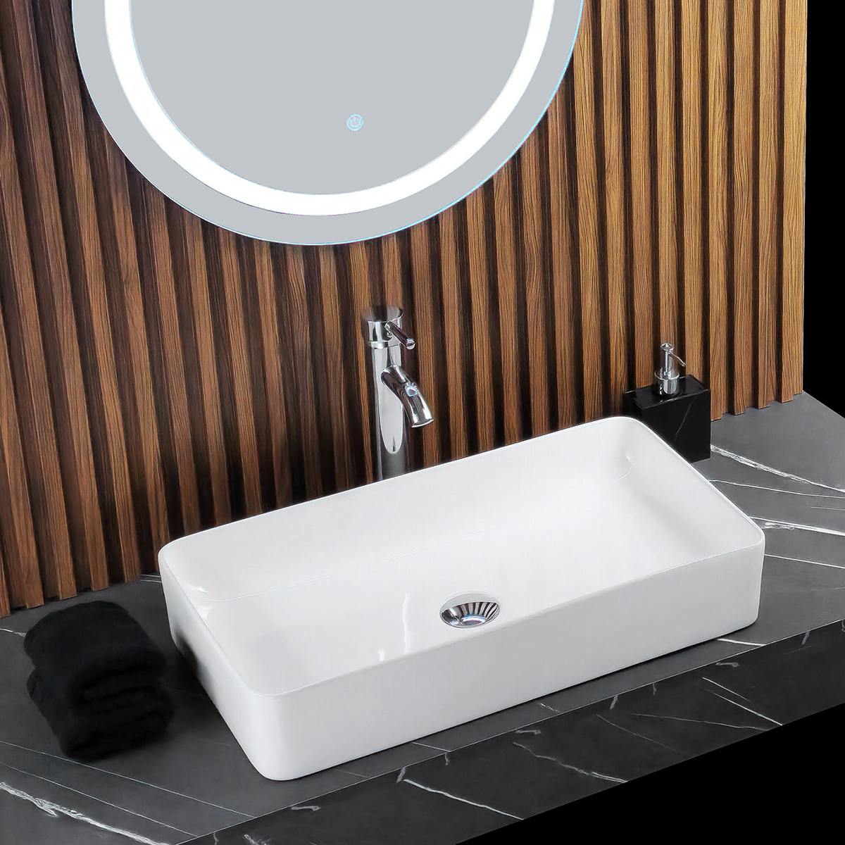 Esatto® Kit Magna paquete de lavabo cerámico baño llave monomando contra y cespol listo para instalar
