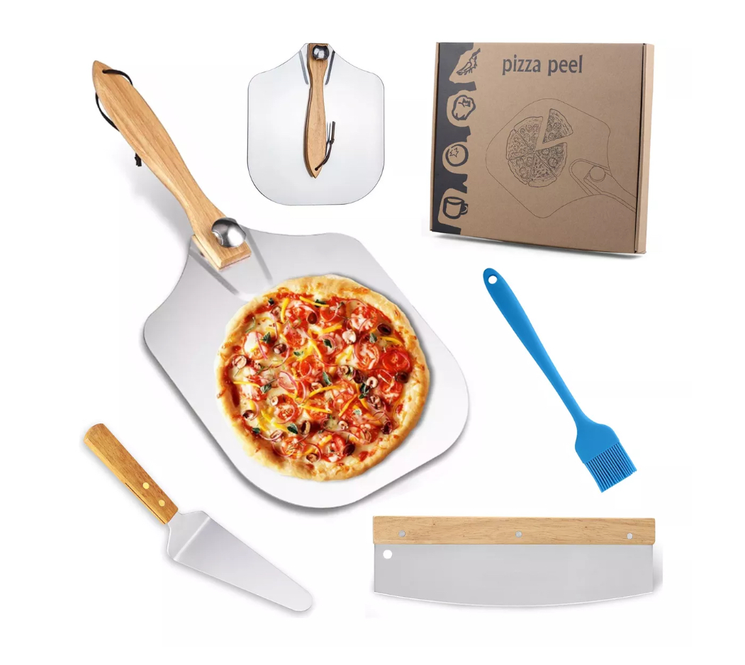 Set Pala Para Pizza Aluminio 60 Cm Y Espátula , 4piezas