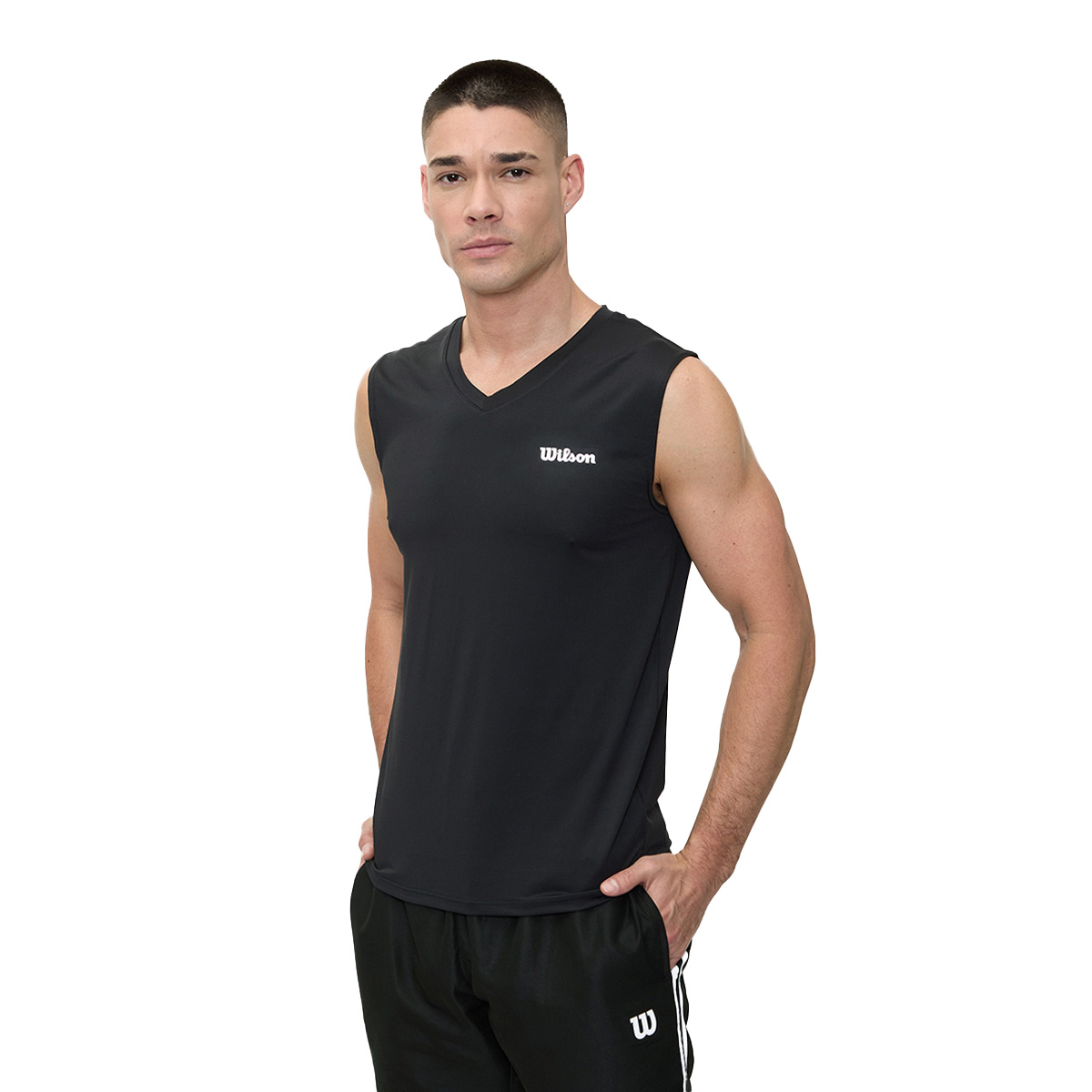 Playera Wilson Ultra Ligera Sin Manga Cuello en V para Hombre 