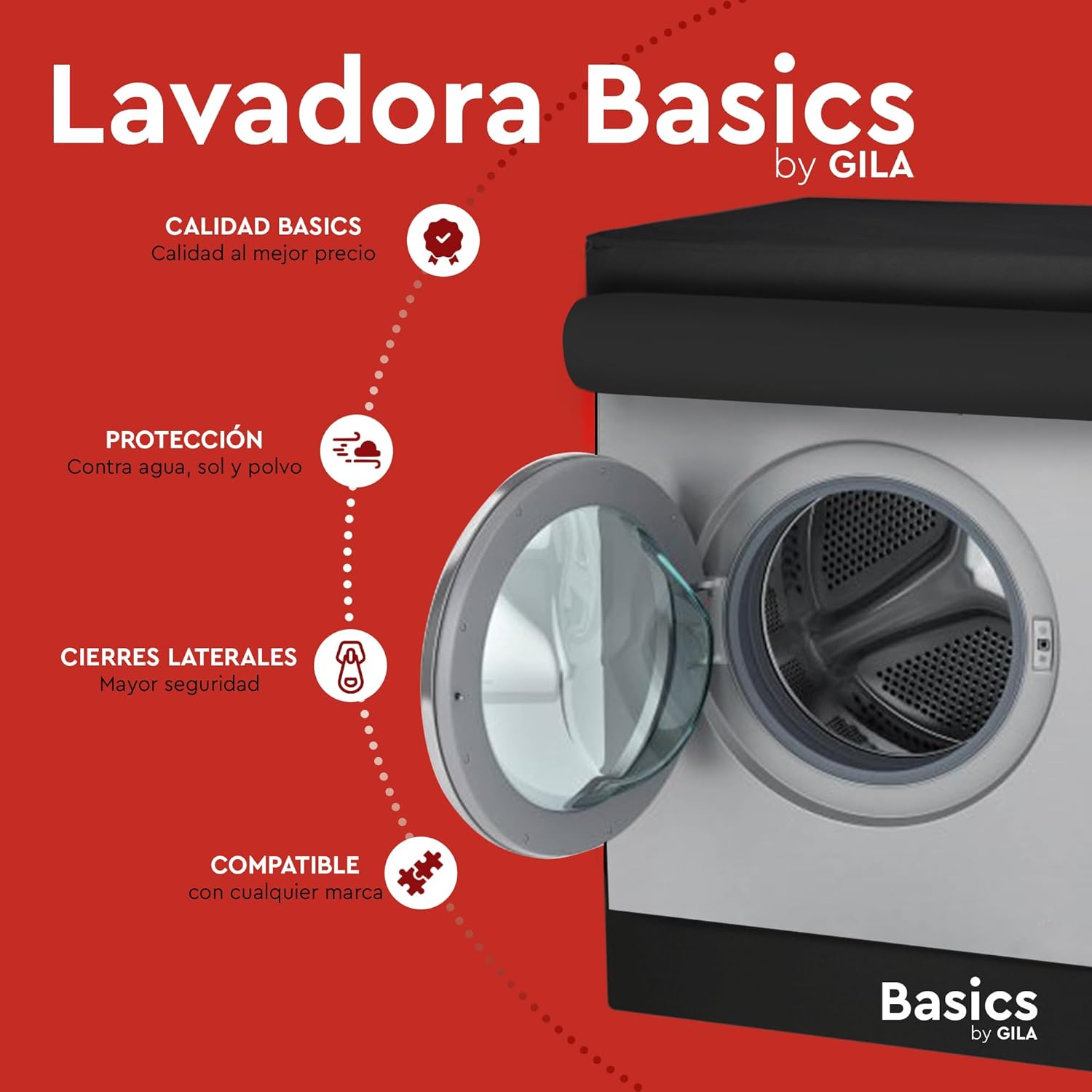 Funda para Lavadora de Carga Frontal Black Basics by GILA