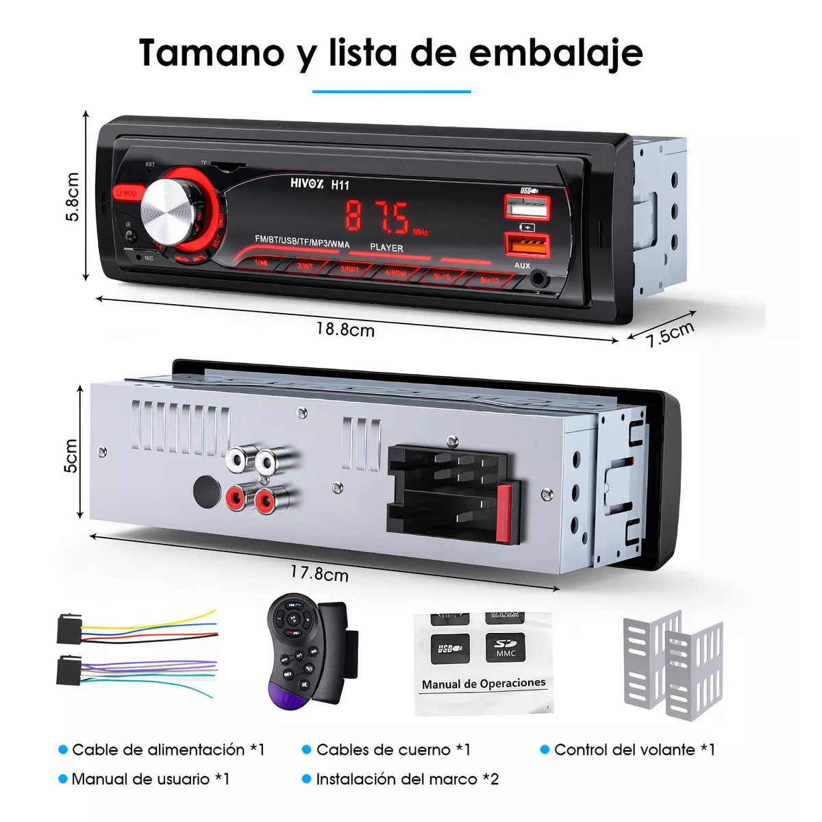 Autoestéreo reproductor Mp3 estereo para carro aux Usb Sd bluetooth 