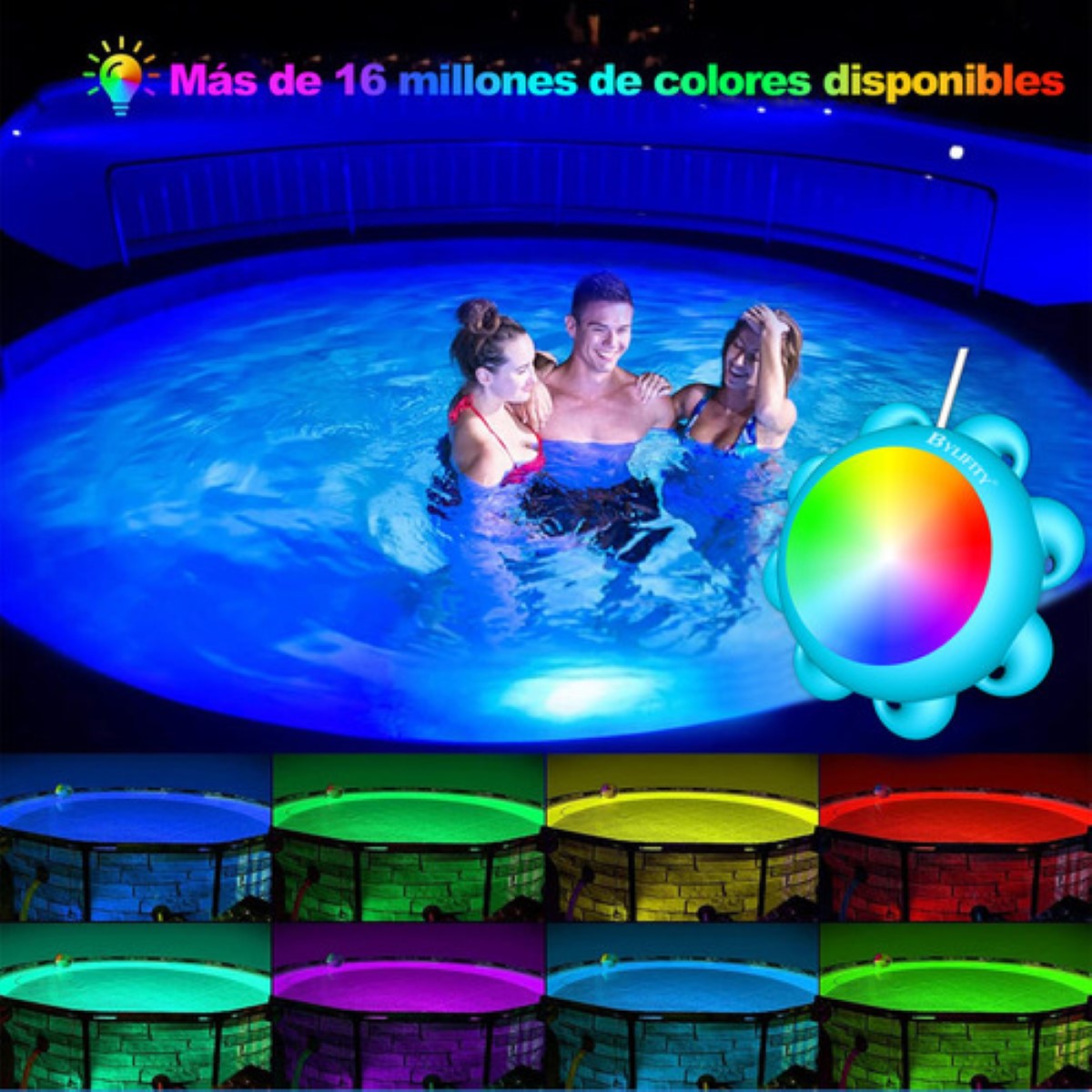 Luces Para Alberca Bylifity Rgb Luz Piscina Led Rgb Con Inteligente Bluetooth App Control AZUL