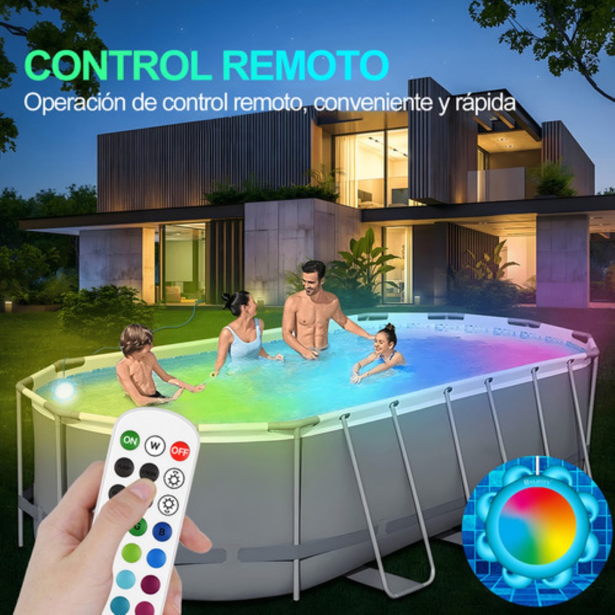 Luces Para Alberca Bylifity Rgb Luz Piscina Led Rgb Con Inteligente Bluetooth App Control AZUL