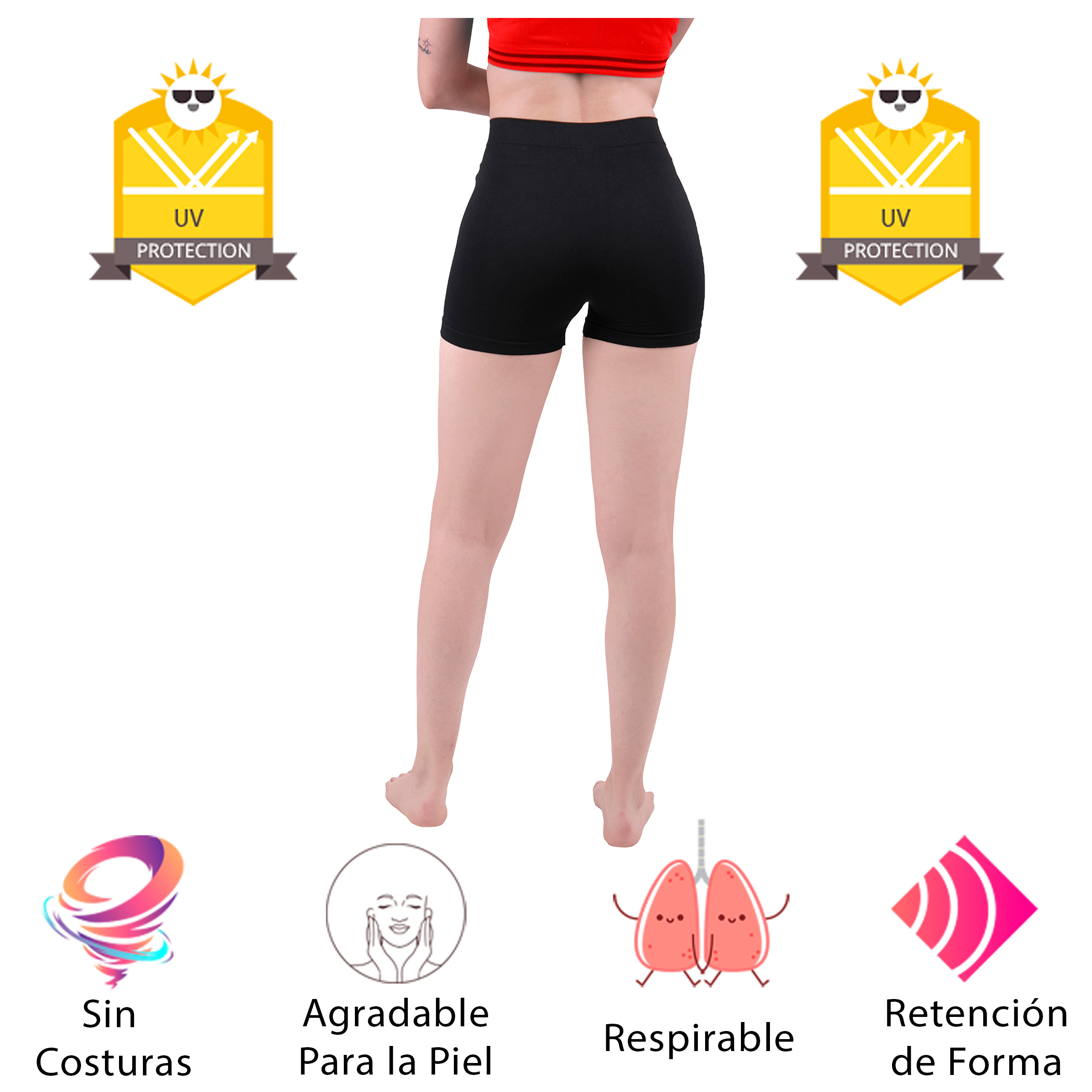 Short Licra Mujer, Negro, Corto, Unitalla, Deportivo, Dama, Atlético, Boxer, Entrenamiento, Pantalones Cortos, Biker