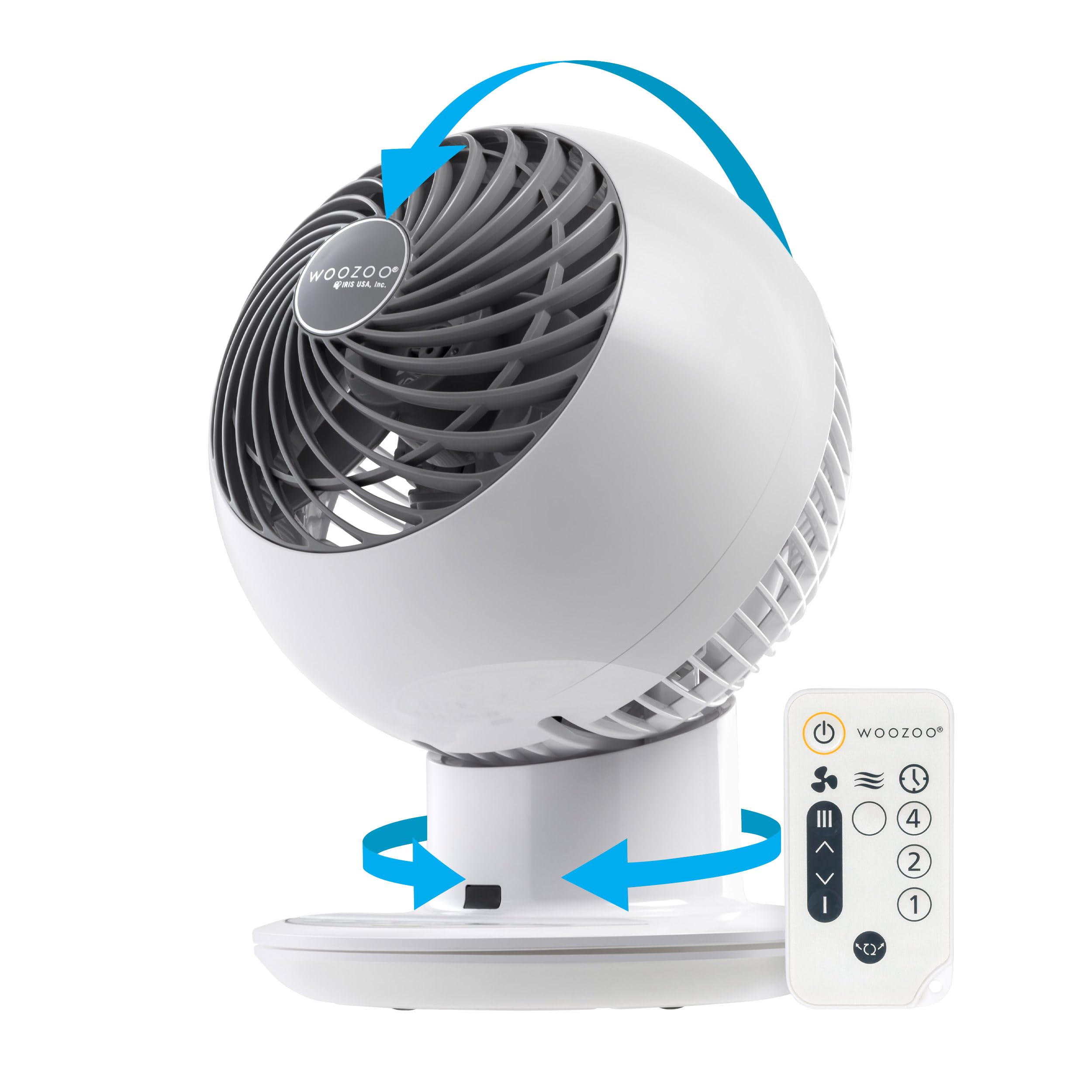 Ventilador de Globo Woozoo Multi Direccional 90 Grados, 5 velocidades Con Control Remoto, 21cm Diametro