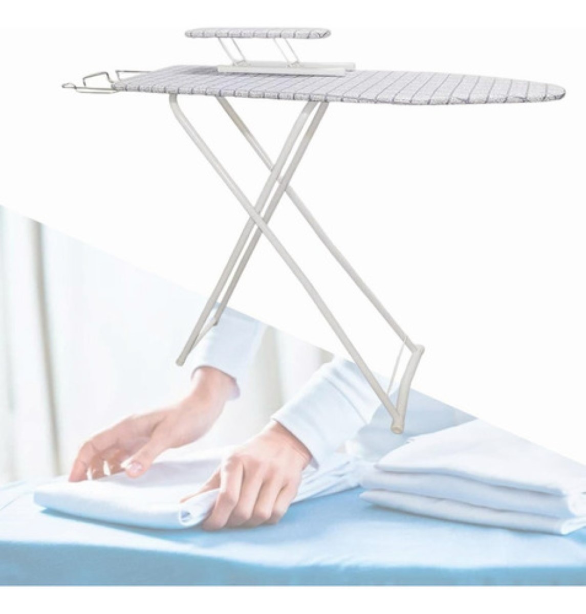 Tabla Burro De Planchar Ajustable Con Portaplanchas Pequeños GRIS