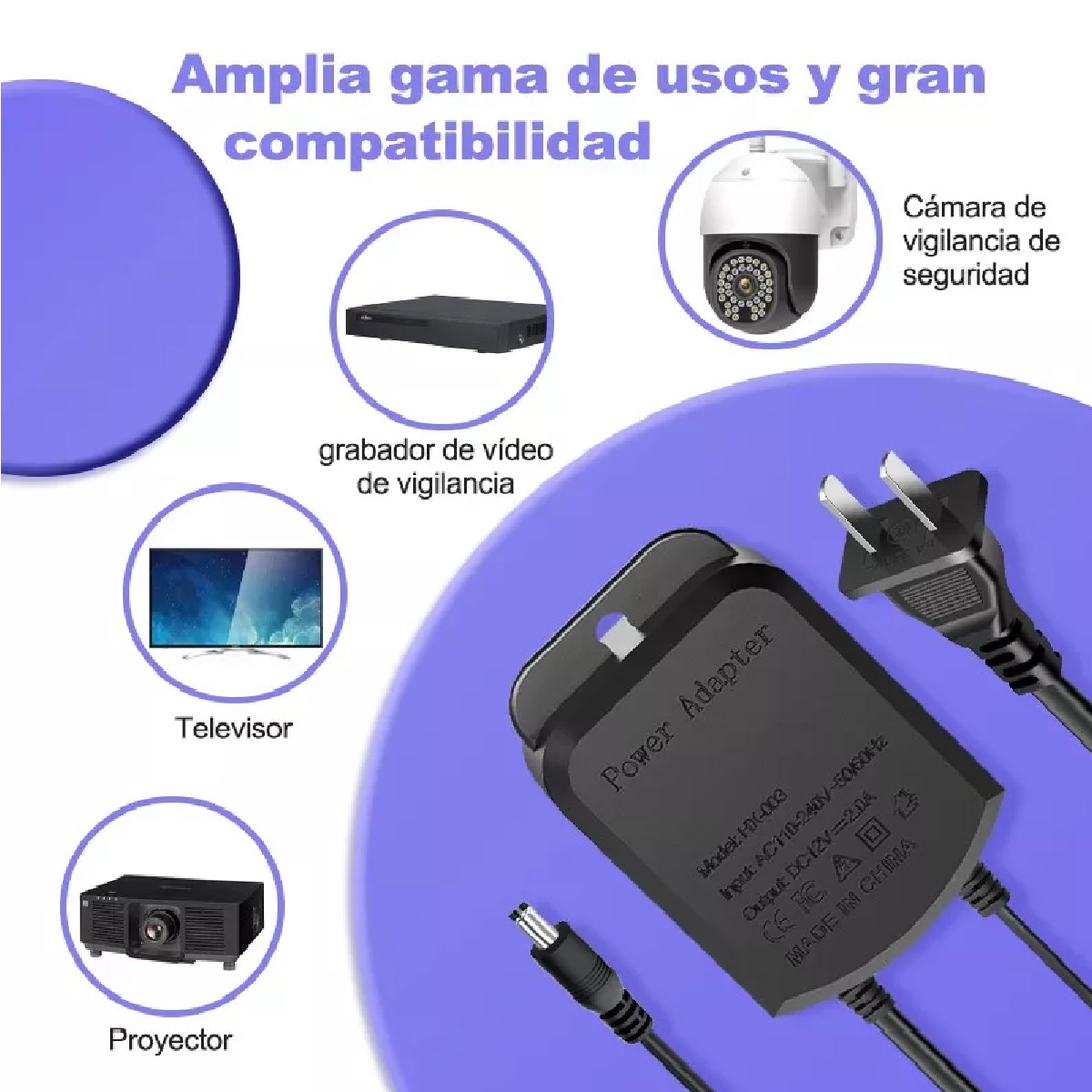 Eliminador De Corriente 12v 2a Para Cámara De Seguridad
