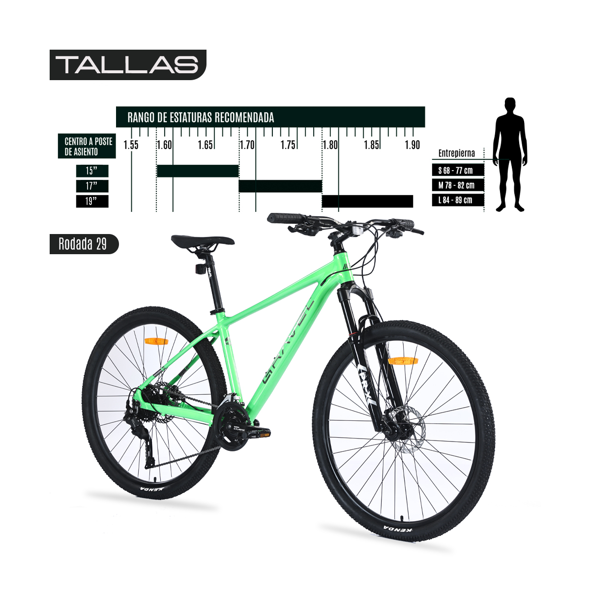 Bicicleta Gravel Barel De Montaña R29, Shimano 18v Verde S