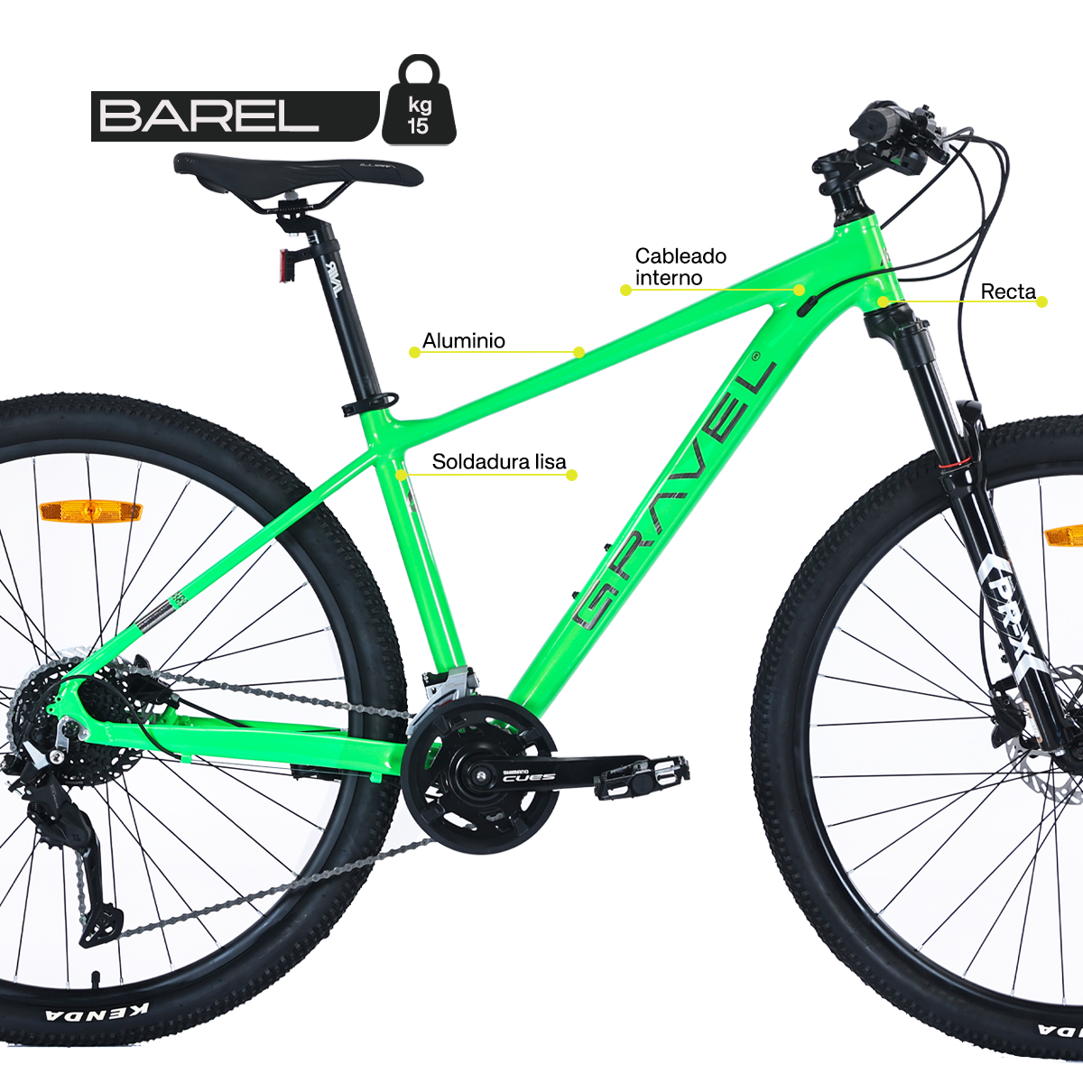 Bicicleta Gravel Barel De Montaña R29, Shimano 18v Verde S