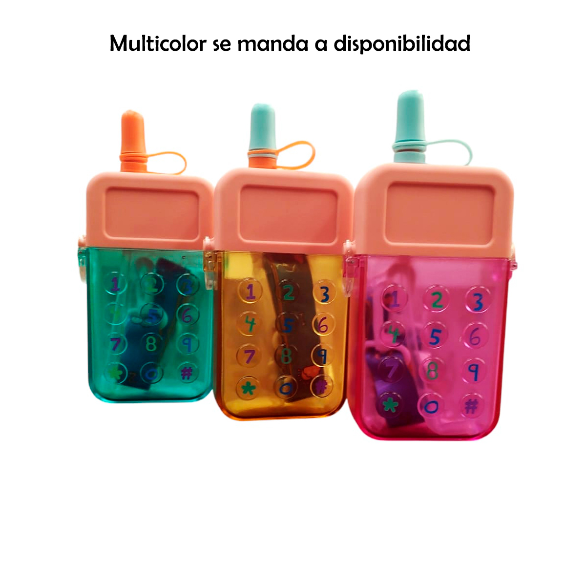 Cantimplora Niños Celular Correa Escuela Agua Botella 300ml Multicolor