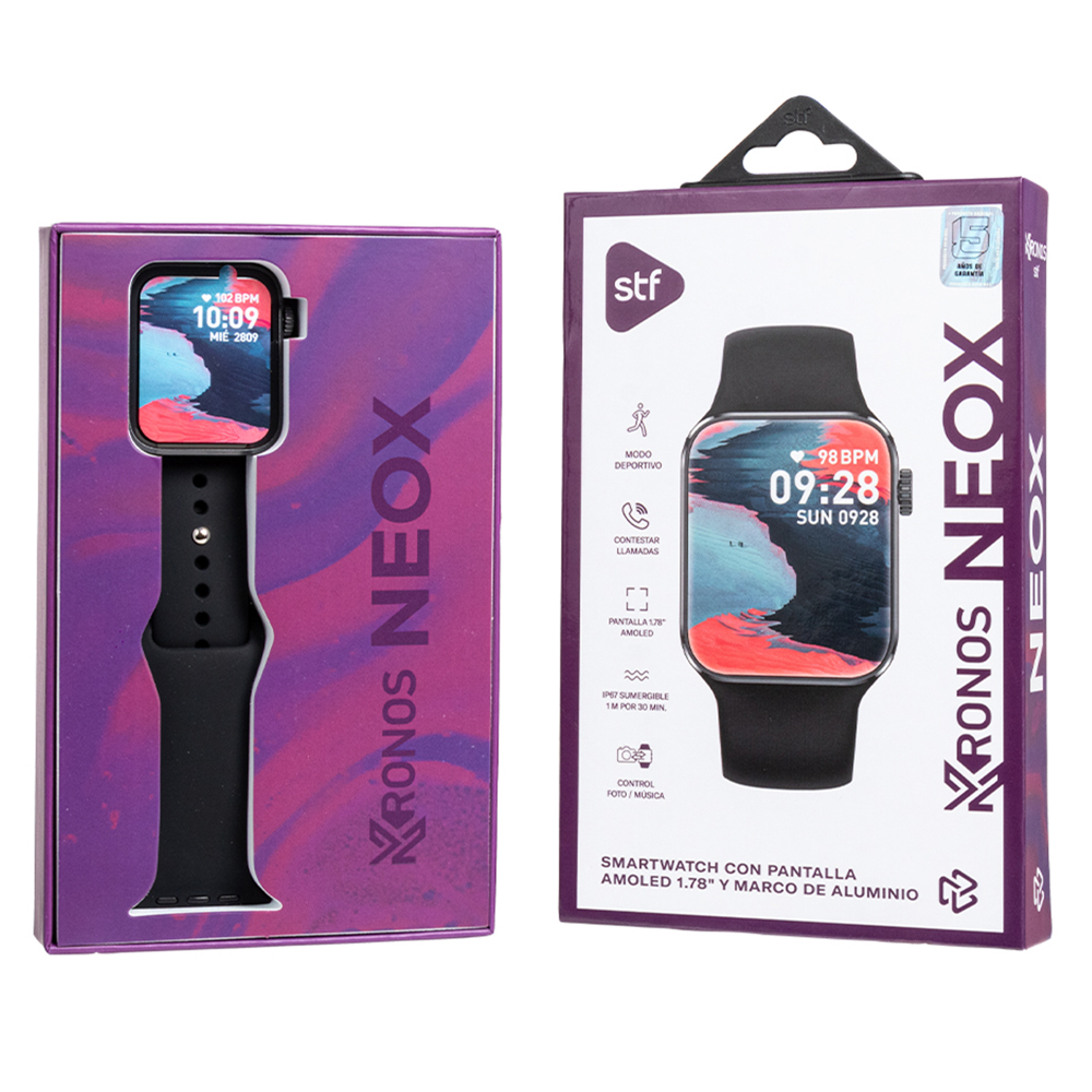 Smartwatch reloj inteligente  STF Kronos Neox |1.78" pulgadas AMOLED Resistencia al agua IP67 Color  negro