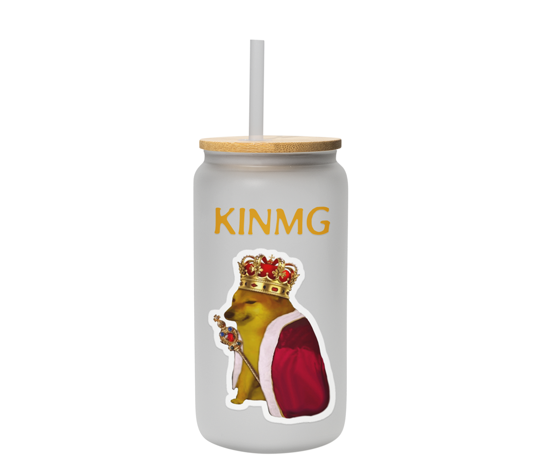 Vaso cheems kinmg | perrito doge rey | lata satinado con popote | 500 ...