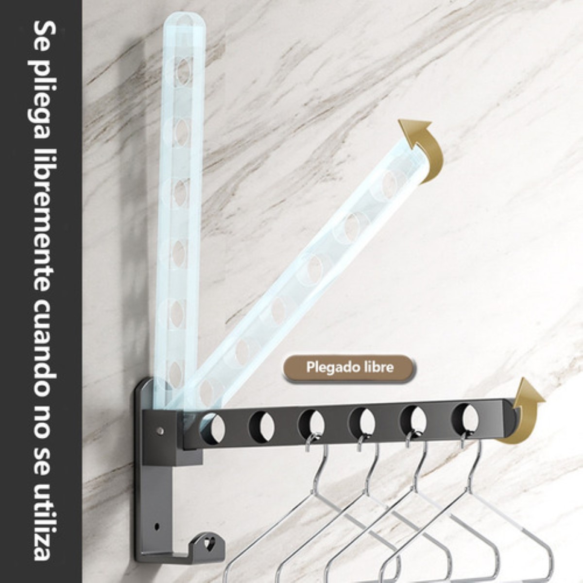 Tendedero Plegable Para Colgar Ropa 2 Perchas Y Ganchos NEGRO