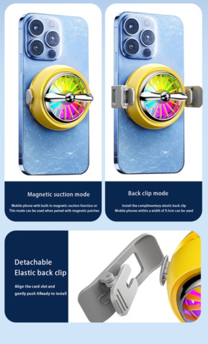 Ventilador Enfriador De Celular Ventilador Rgb Cooler AMARILLO
