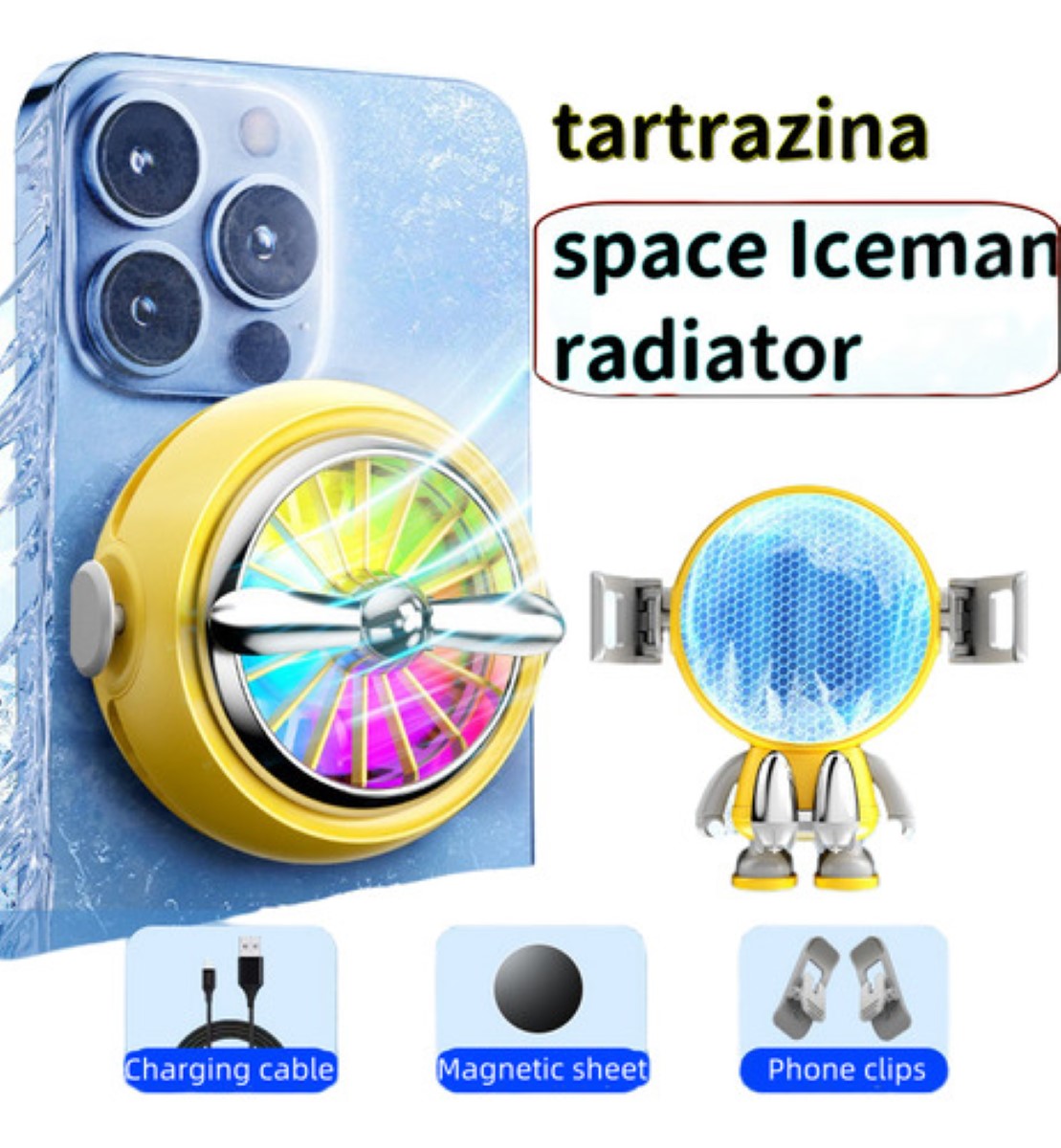 Ventilador Enfriador De Celular Ventilador Rgb Cooler AMARILLO