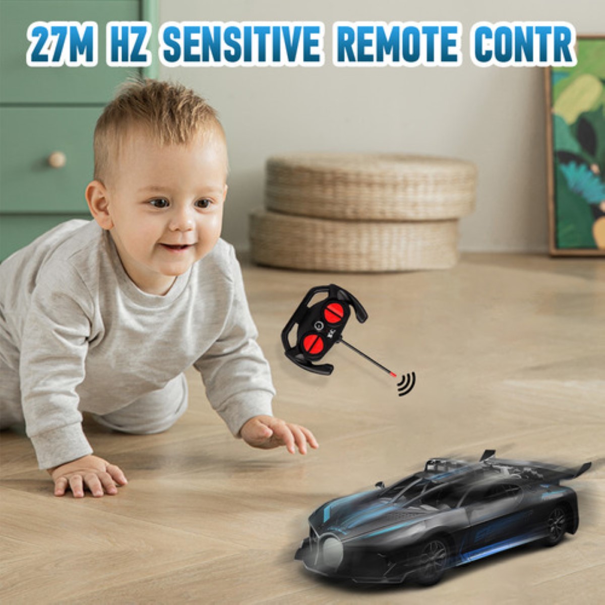 Carro Control Remoto Recargable + 2 Baterías negro azul 