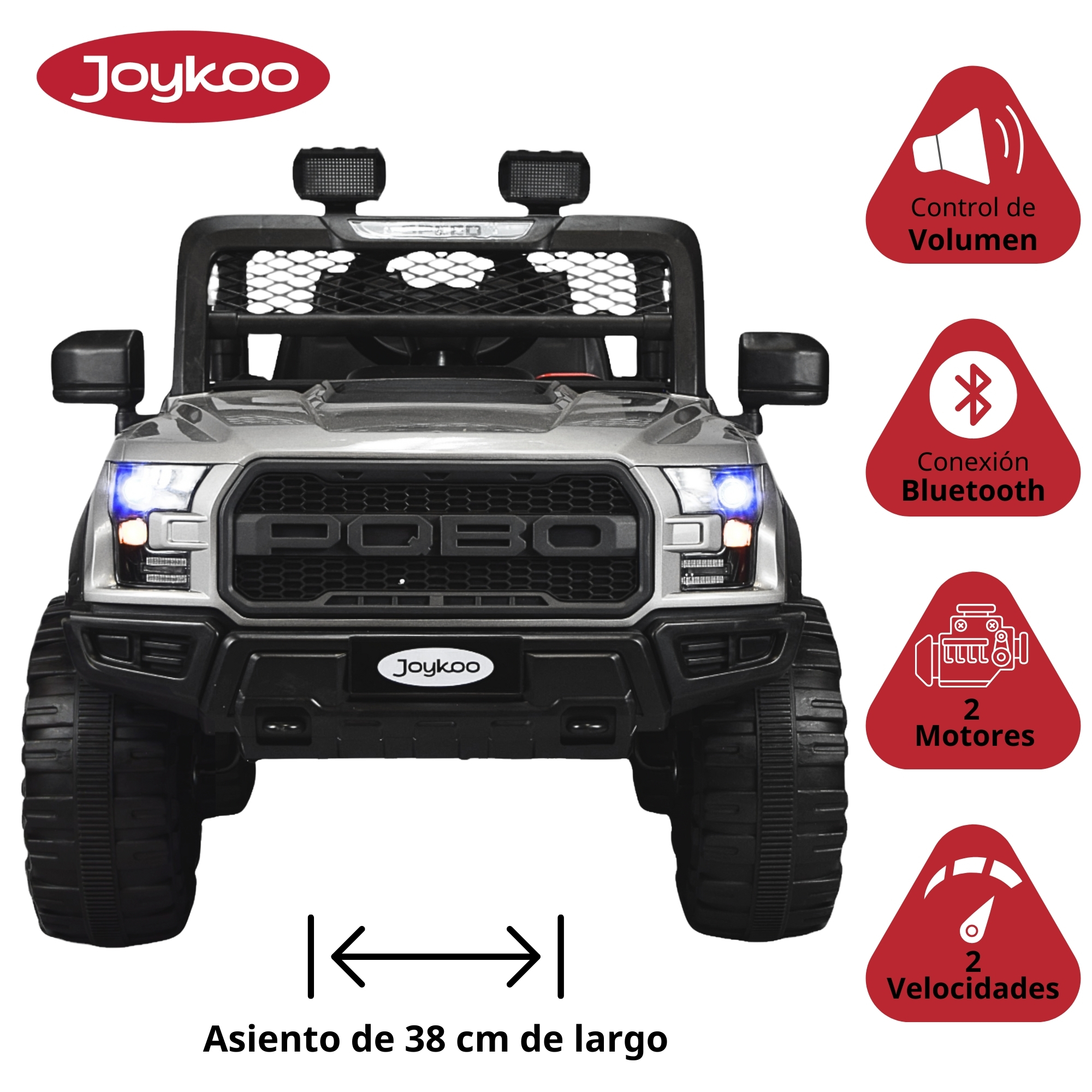 Montable Electrico Raptor para Niños Control Remoto Luz Led 12v - Gris