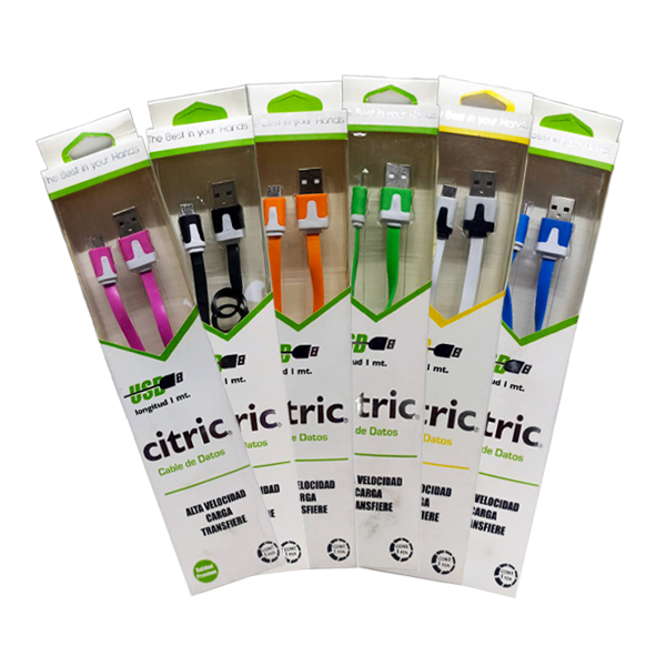 Cable Citric Micro USB 1 Metro  Alta Velocidad Carga USB Naranja