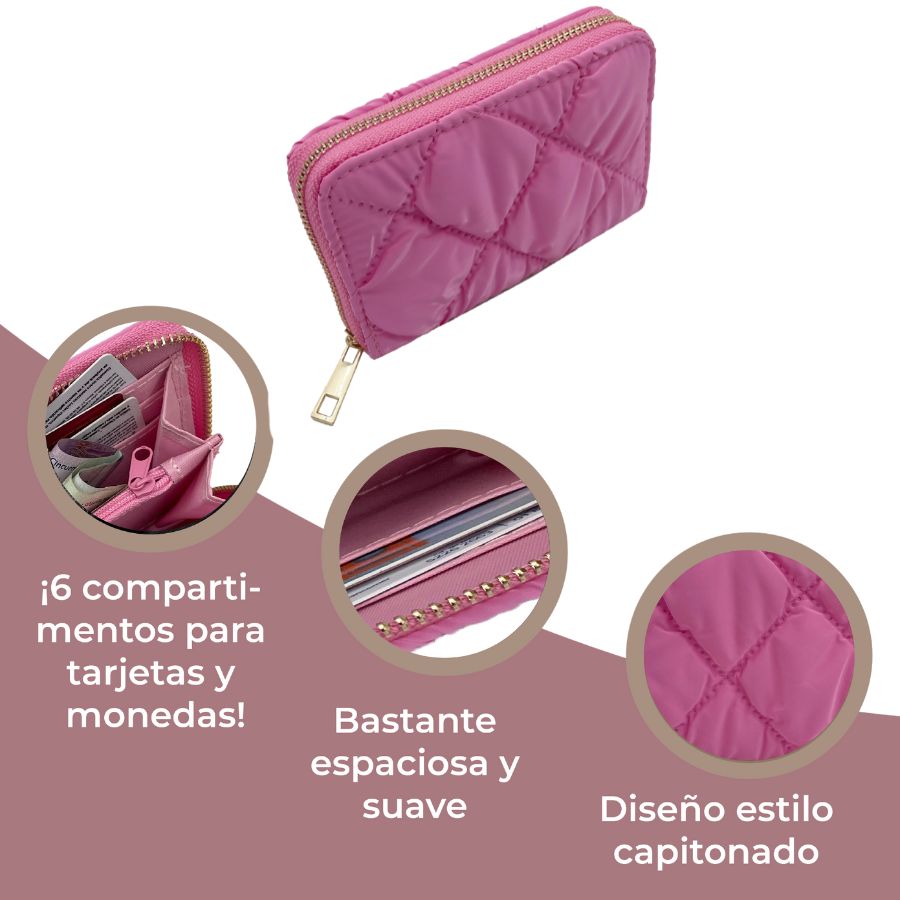 Cartera Capitonado Color Rosa