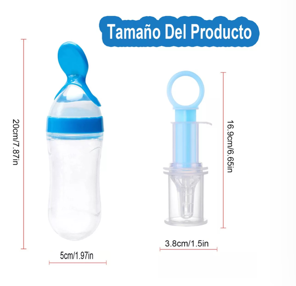 Chupón Alimentador Fruta Y Biberón Cuchara Para Papilla Bebe azul