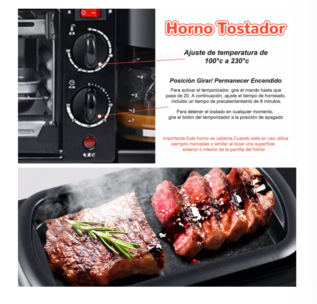 Máquina De Desayuno Eléctrica Multifuncional 3 En 1