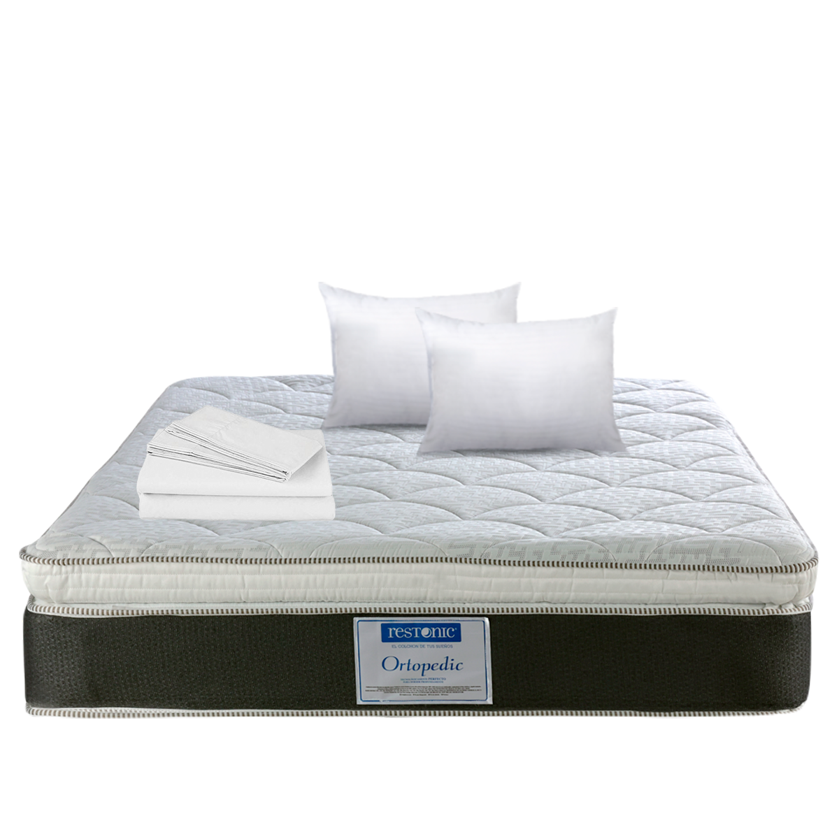 Colchón Restonic Ortopedic  Matrimonial  + 2 Almohada + Sabanas Matrimonial Ensueño.