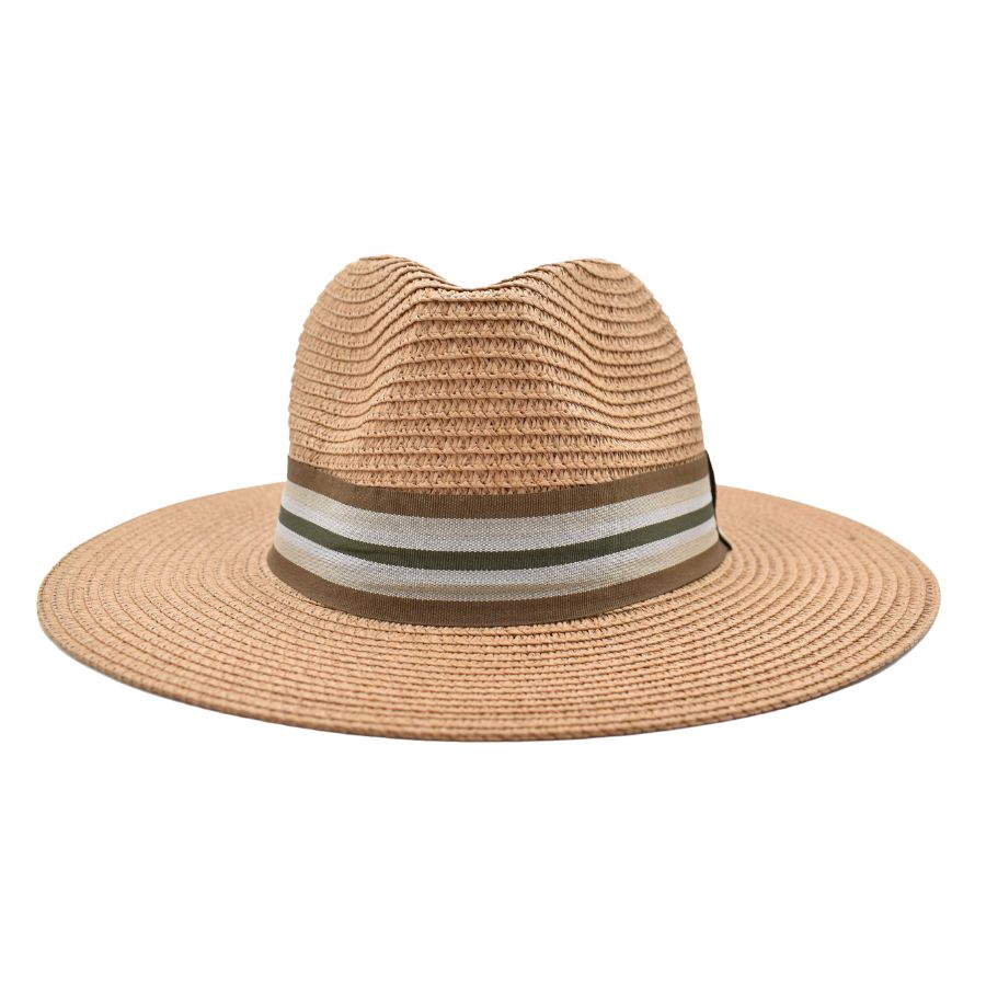 Sombrero Fedora de Hombre Café Detalle de Cinta A Rayas para Caballero 