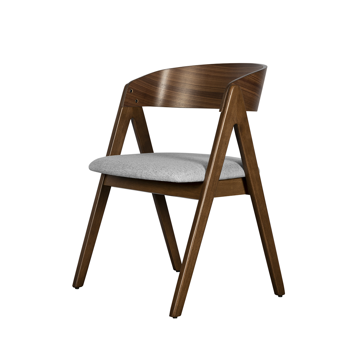 Silla Ari de madera y tapiz gris