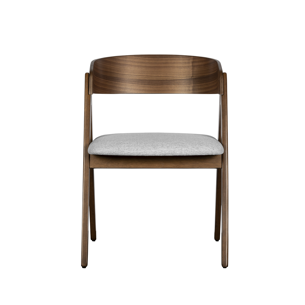 Silla Ari de madera y tapiz gris