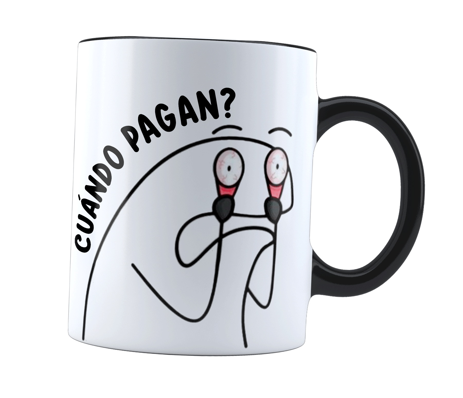 Taza magica flork cuando pagan | deformitos desesperado quincena | frase meme divertida | Cambia de color | Para Café o té