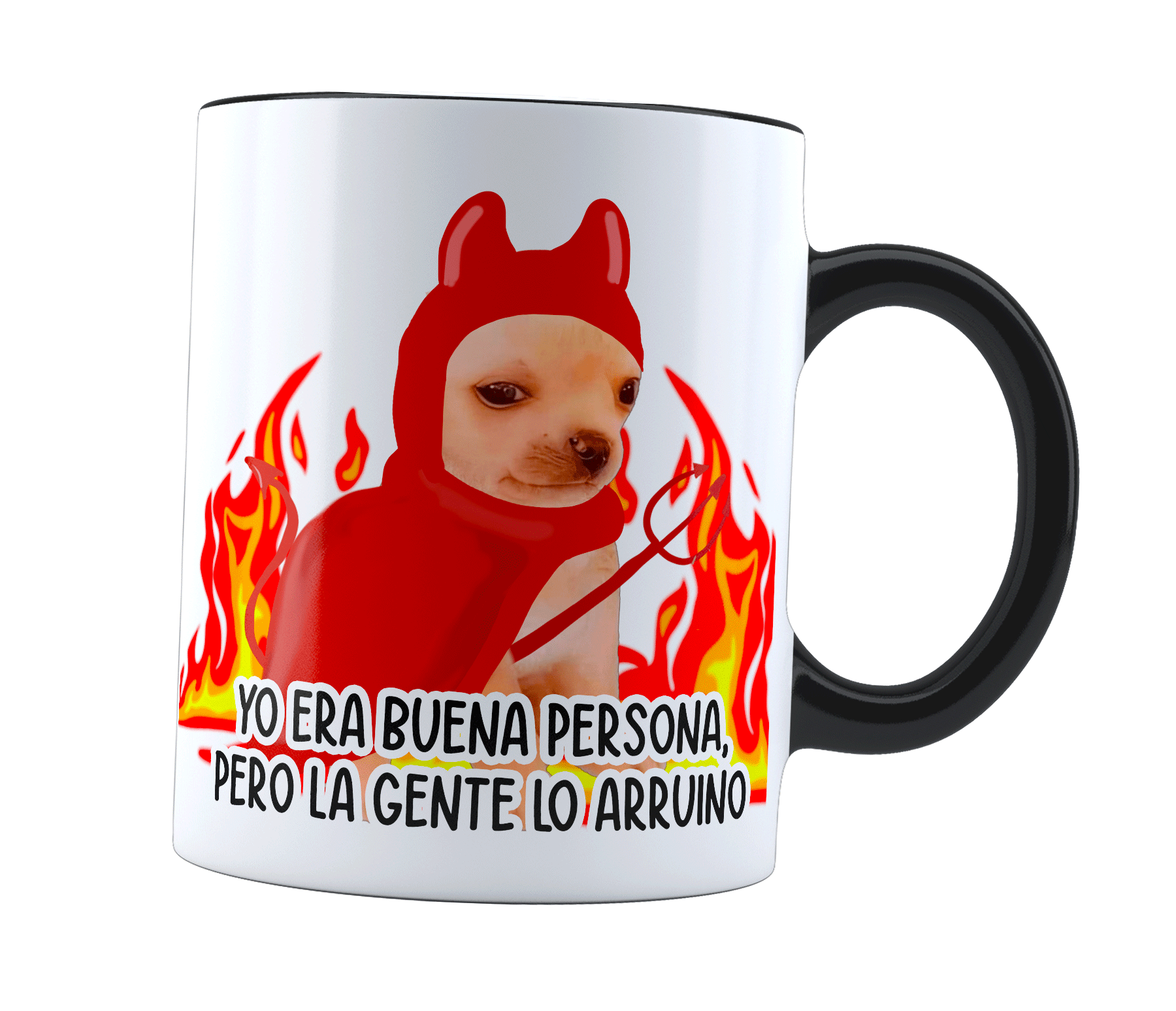 Taza magica kesi yo era buena persona | perrito fuego la gente lo arruino | frase meme divertida | Cambia de color | Para Café o té