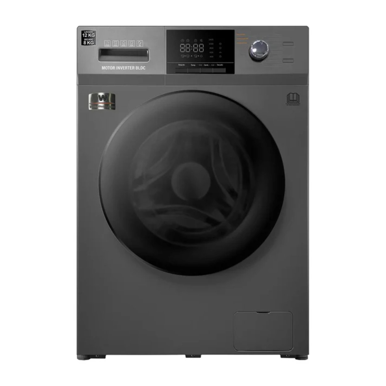 Lavasecadora White Westinghouse 12/8 Kilos Inverter Carga Frontal Gris WWCFL14303AWD