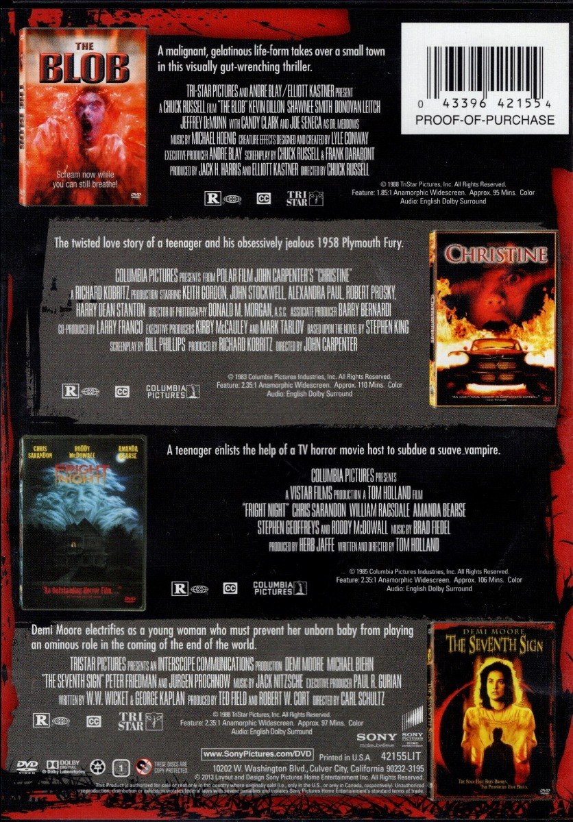 The Blob Christine Fright Night Seveth Sign 4 Peliculas Dvd